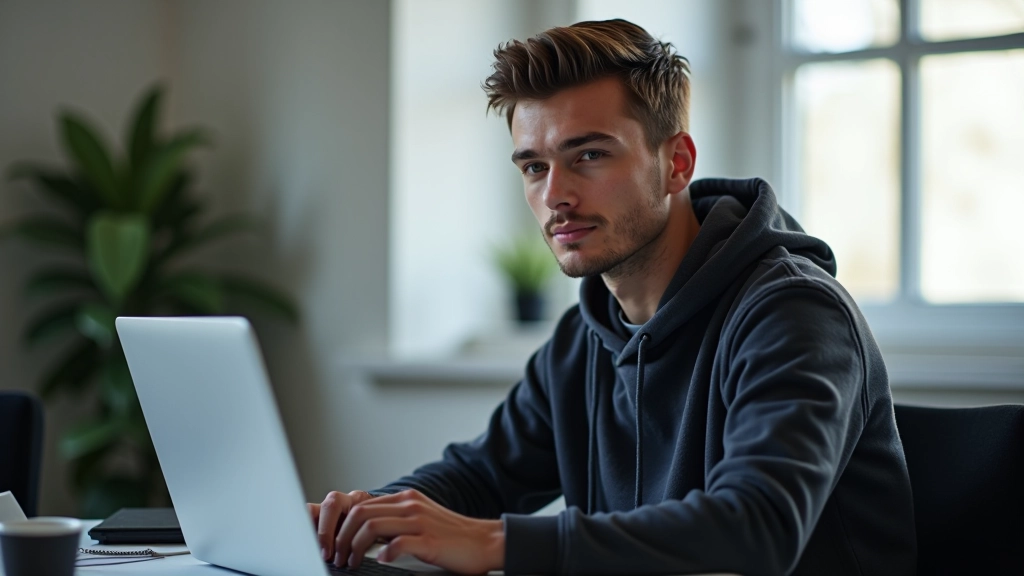 Jauns programmētājs sēž pie datora, skatoties GitHub repo lapā ar failiem, zaļajiem pull request pogu un izskatā mazliet panika, bet arī prieks